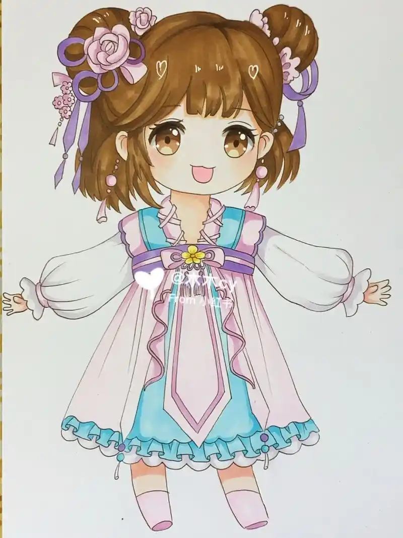 q版动漫人物 工具:宝可梦马克笔 新笔上色真是太顺滑了[偷笑][偷笑]