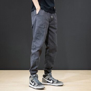 束脚裤哈伦裤男生加肥加大码春秋季潮牌长裤子灰色四季款xl155175斤