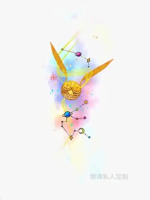 金色飞贼星座纹身设计