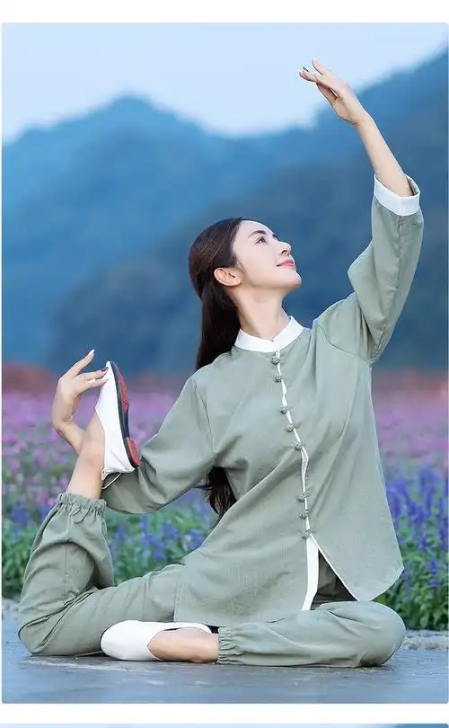 实拍太极服女装新款高端改良棉麻瑜伽服练功服装休闲夏春秋 - 17网