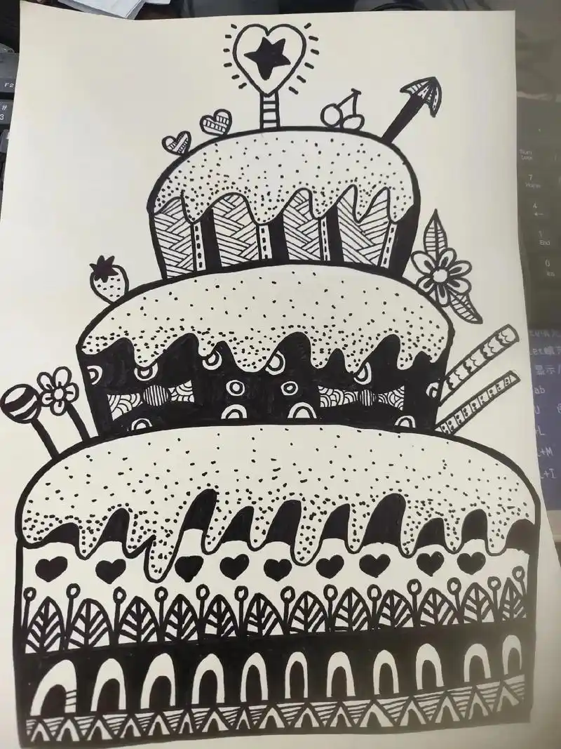 线描画 21566蛋糕90 - 抖音