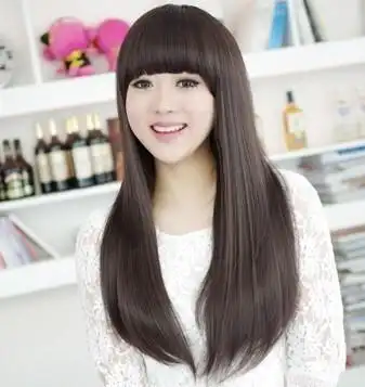 包邮 长直 蓬松长直发假发 女 齐刘海非主流长发 修脸假发