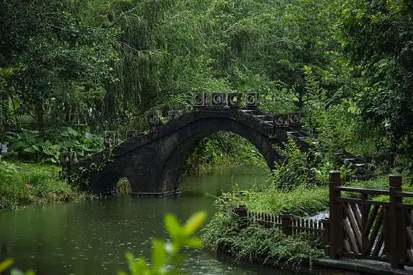 小桥流水人家荷花山水电视背景墙装饰画