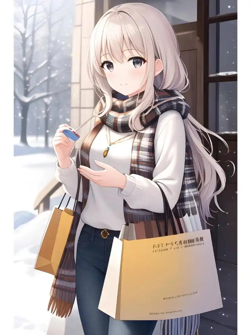 动漫二次元绘画人物,冬季毛衣外套女