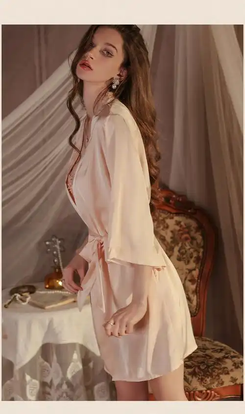 性感睡衣女吊带睡裙睡袍两件套法式情趣短裙高级感家居服蕾丝露背