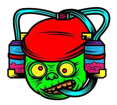 僵尸,苏打,喝,头盔,可怕,卡通,矢量,插画