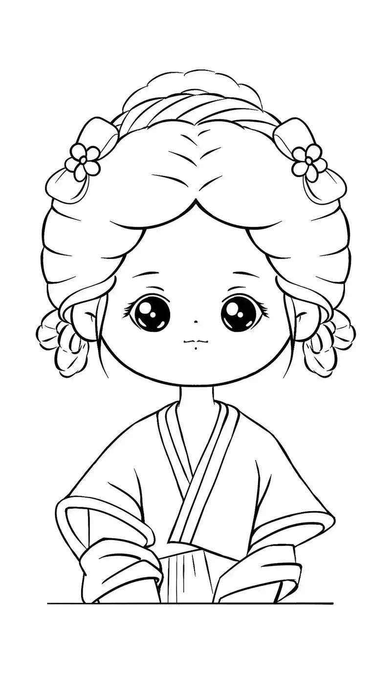 q版古风小姐姐人物上半身线稿ipad procreate绘画 - 抖音