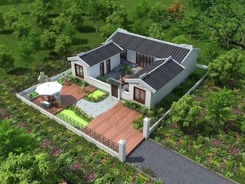 中式合院,国人理想住宅#农村自建房#别墅设计#别墅图纸  - 抖音