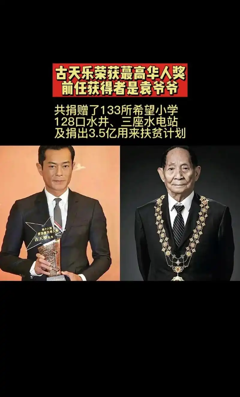 恭喜古校长荣获:"华人蕞高荣誉奖",古天乐多年来为中国贫困山 - 抖音