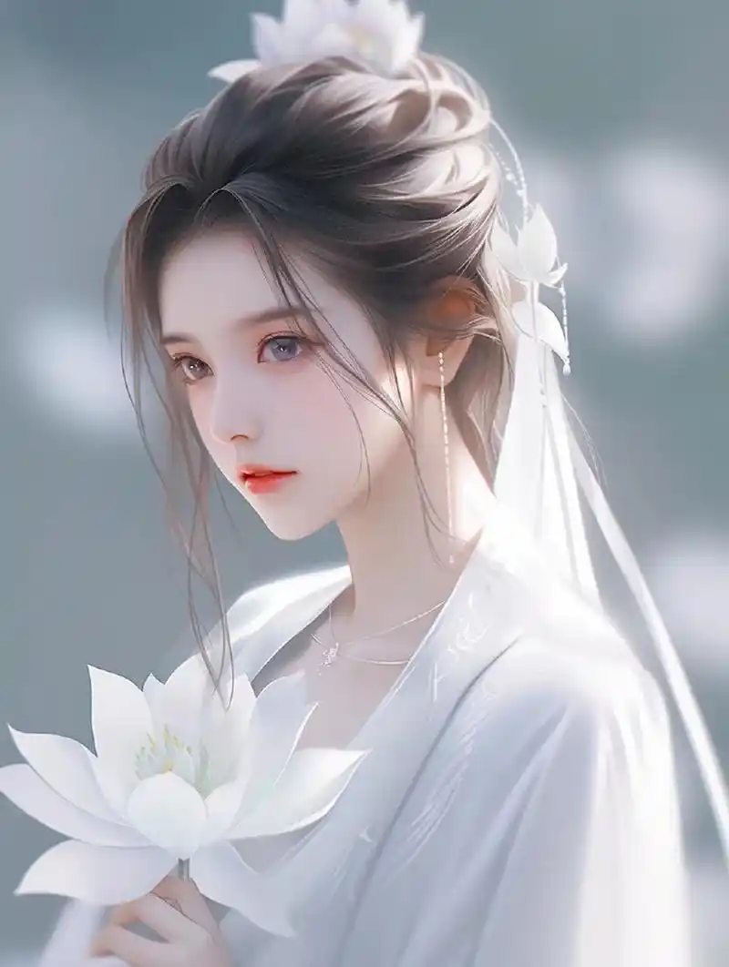 清冷色系白衣仙子头像 676767 #古风插画