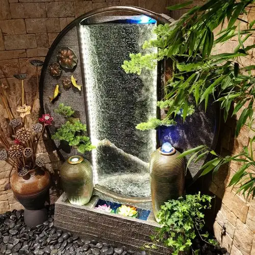 财佰集假山流水喷泉花园鱼池门厅客厅