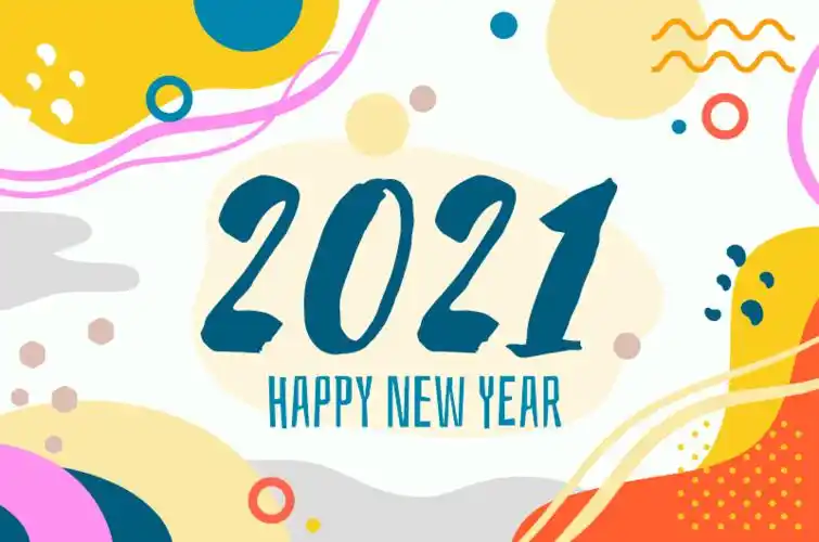 孟菲斯风格2021新年快乐背景矢量素材aieps
