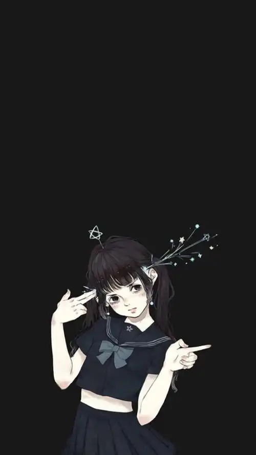 黑暗系病娇少女插画,高清图片,手机锁屏桌面-壁纸族