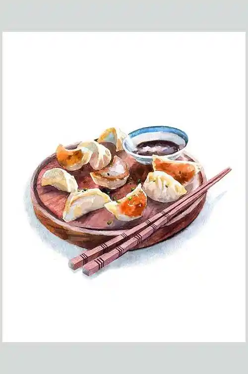 水彩美食菜品饺子图片