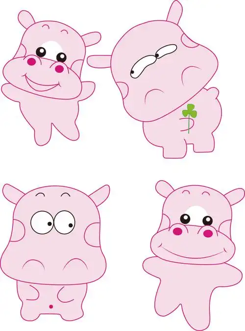 可爱卡通河马图案动物