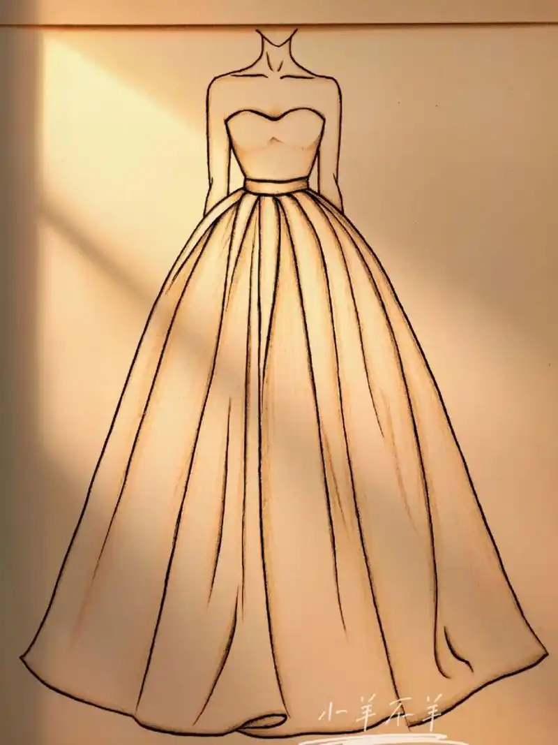 请大数据推给想自学画画的宝们 婚纱礼服简笔画74绘画过程74假期