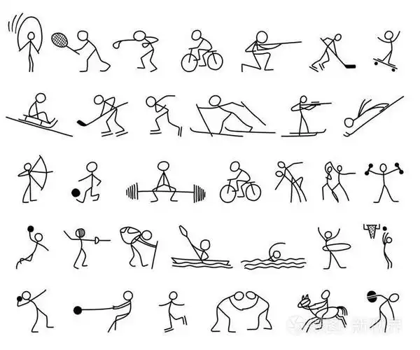 卡通图标运动套素描可爱微型场景中的小矮人