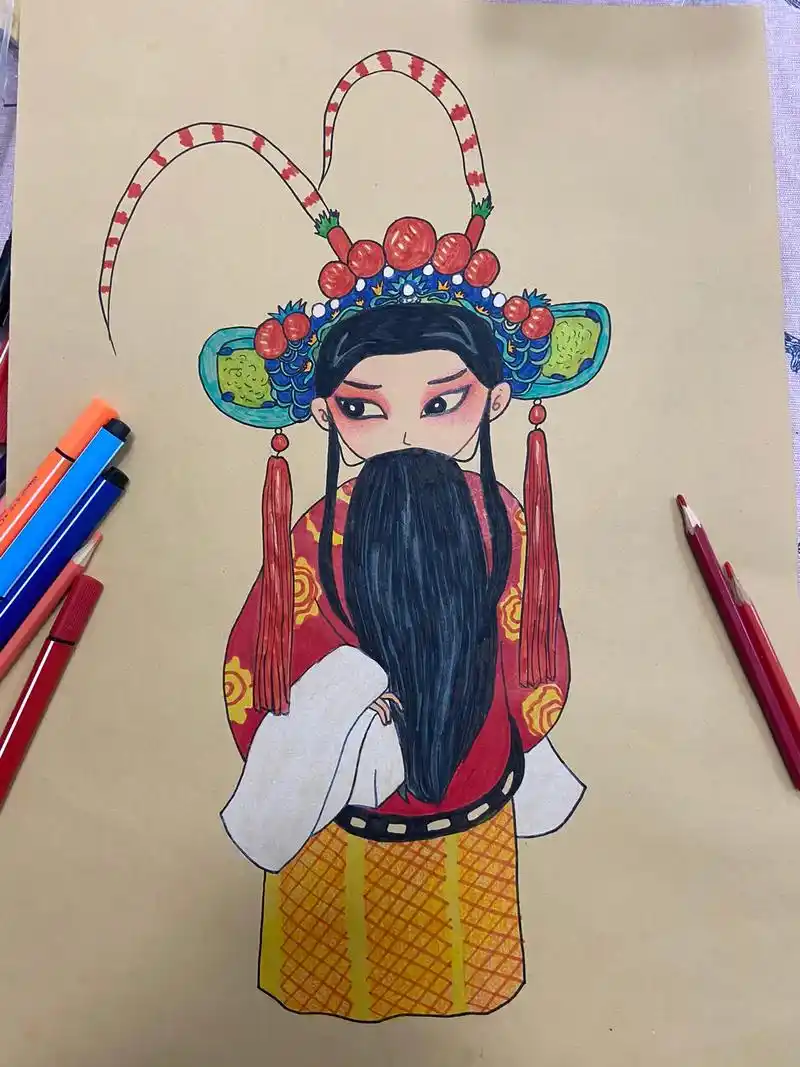 手绘 #绘画过程分享 #画画练习打卡 #戏曲人物 画了个画 - 抖音