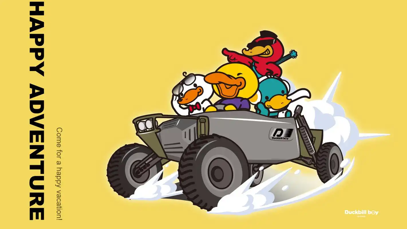 卡通可爱鸭嘴兽男孩旅行电脑壁纸