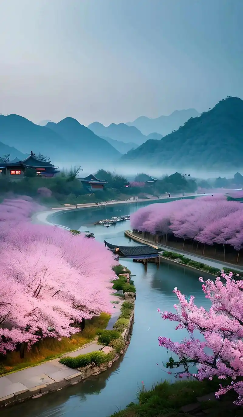 江南三月烟雨蒙蒙,朦胧似梦桃花满山……#图文伙伴计划