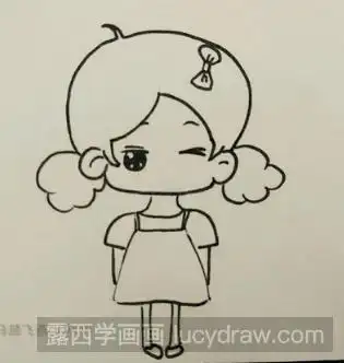 小女孩侧脸简笔画儿童画