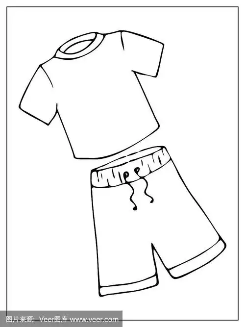 向量设置与白色基本简单的t恤和百慕大短裤的轮廓.