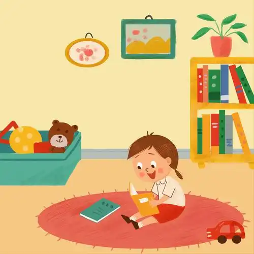 宝宝在毛毯上看书