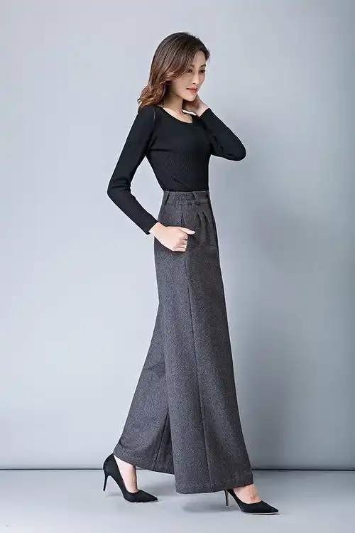 垂坠感阔腿裤女2020秋冬季新款宽松高腰休闲长裤休闲裤