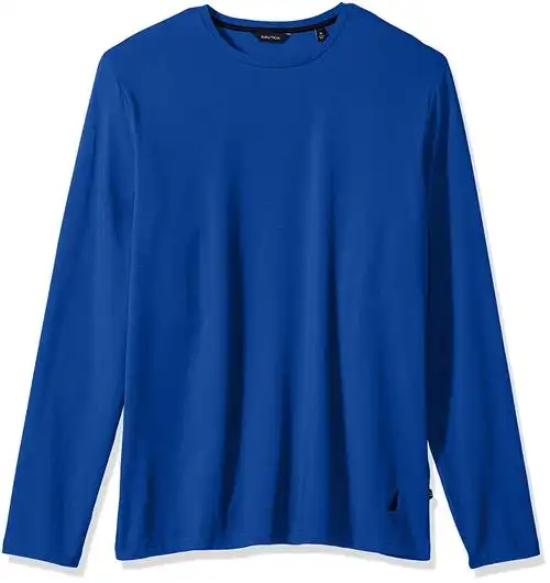 nautica 男式长袖纯色圆领衬衫 钴蓝色 small