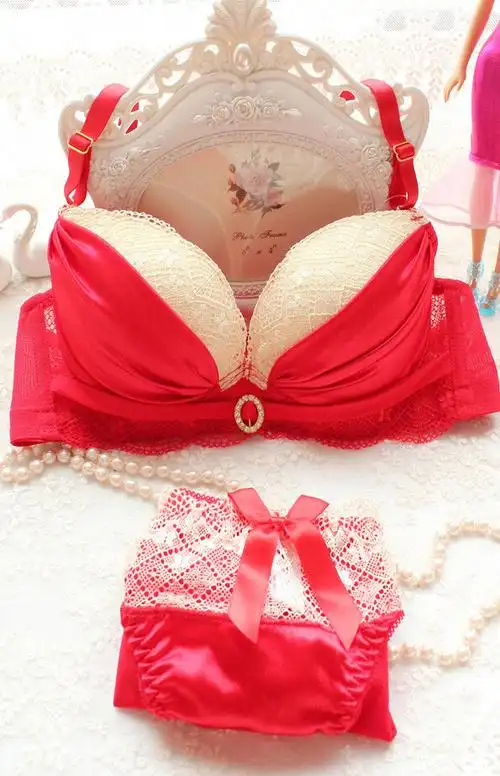 麦瑞家红色本命年性感新娘内衣调整聚拢女文胸罩