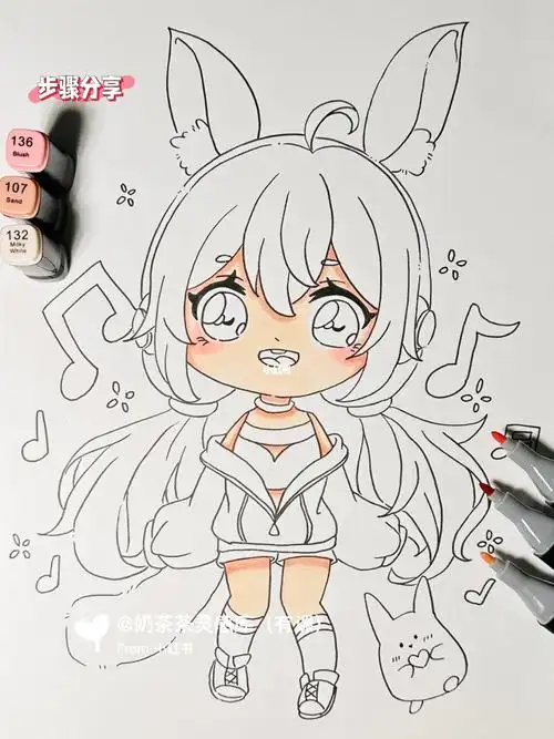 q版动漫  #动漫分享  #马克笔  #动漫  #马克笔手绘  #少儿悯术