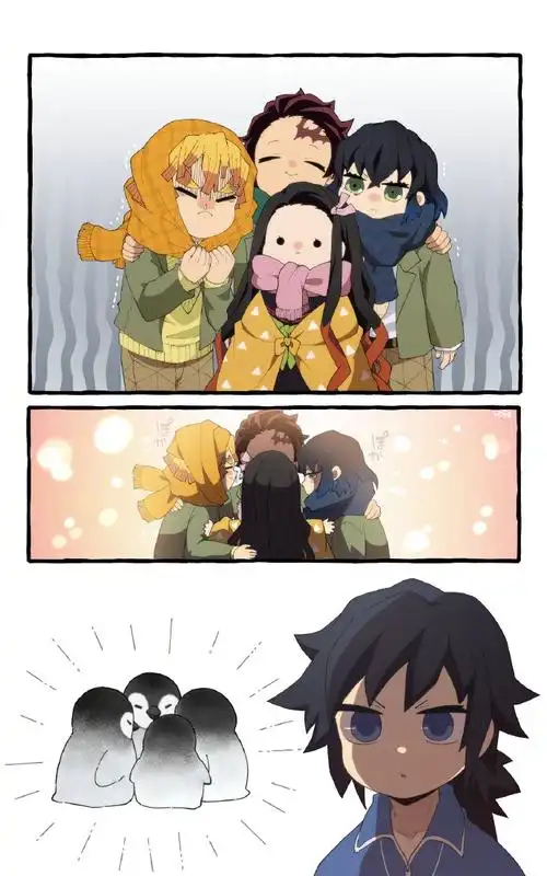 鬼灭之刃#最可爱的4小只,被这个画风可爱晕了(twi:kmt_pori)