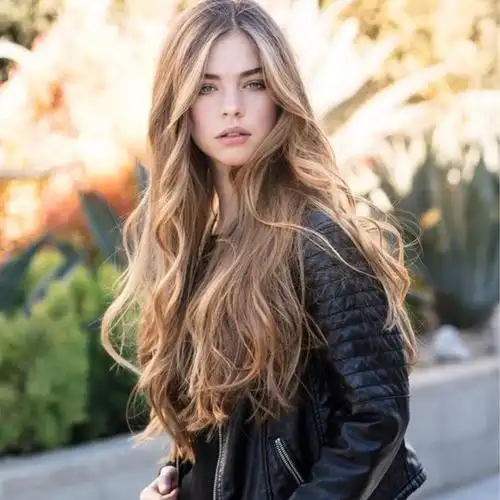 wig自然蓬松中分挑色假发全头套抖音带货假发女长发微卷波浪哑光丝