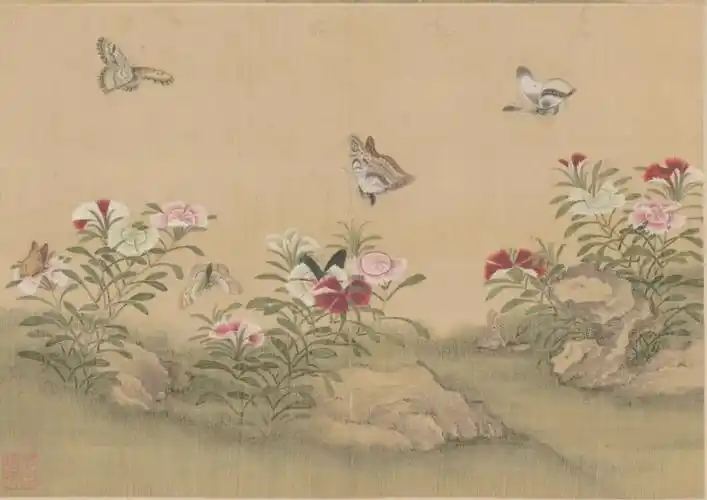 蒋廷锡百蝶图十二开之一绢本设色2842cm清代