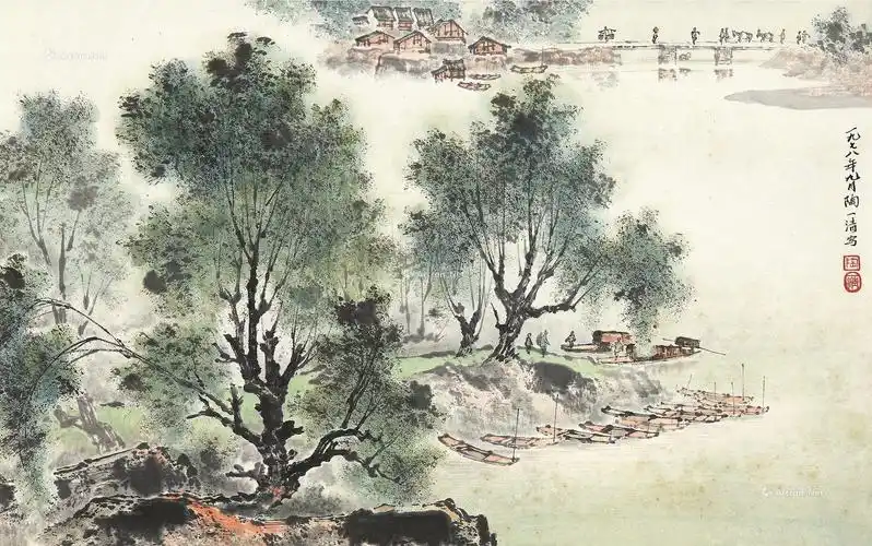 03981978年作江南水乡立轴纸本