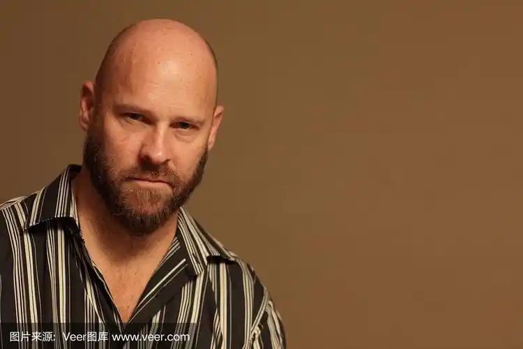 剃光头,男人,留白,络腮胡子,褐色