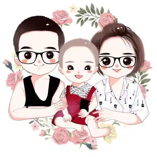 全家福头像,一家三口四口动漫头像,幸福可爱又好看