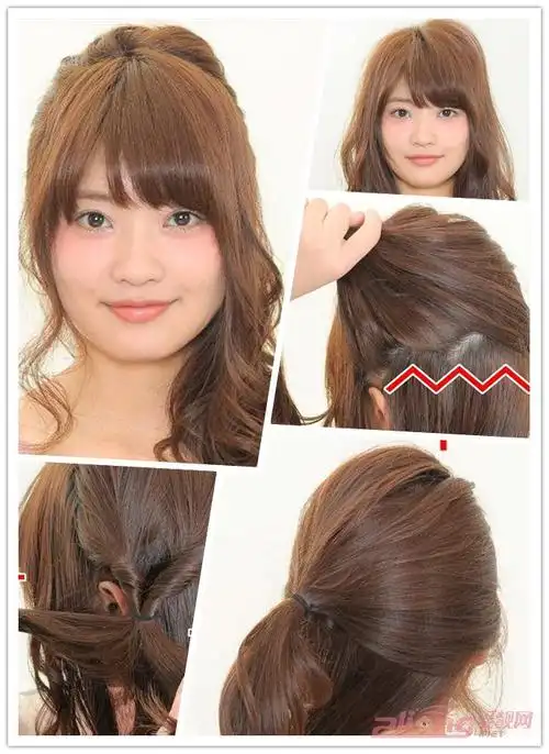 中长卷发怎么扎好看甜美中长卷发扎发教程