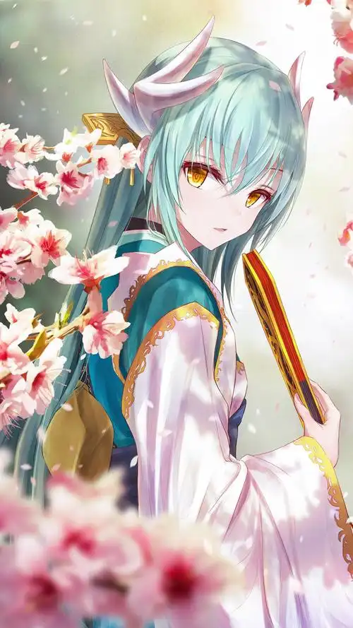 梅花树旁优雅赏花的古风动漫少女,高清图片,手机壁纸