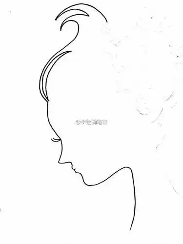 女性侧脸线条简笔画