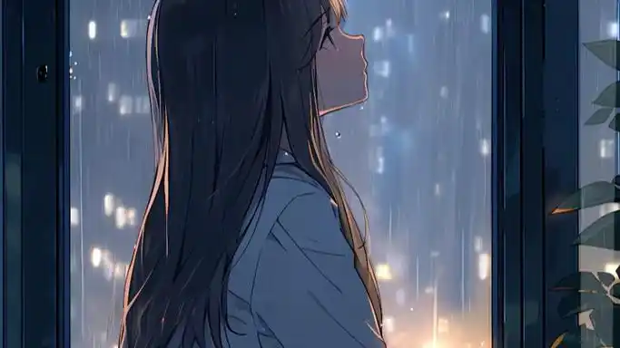 下雨天一个人望着窗外风景很喜欢这种氛围感.