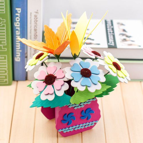 儿童月季花567岁盆栽创意益智eva花束月季手工手工创意粘贴类