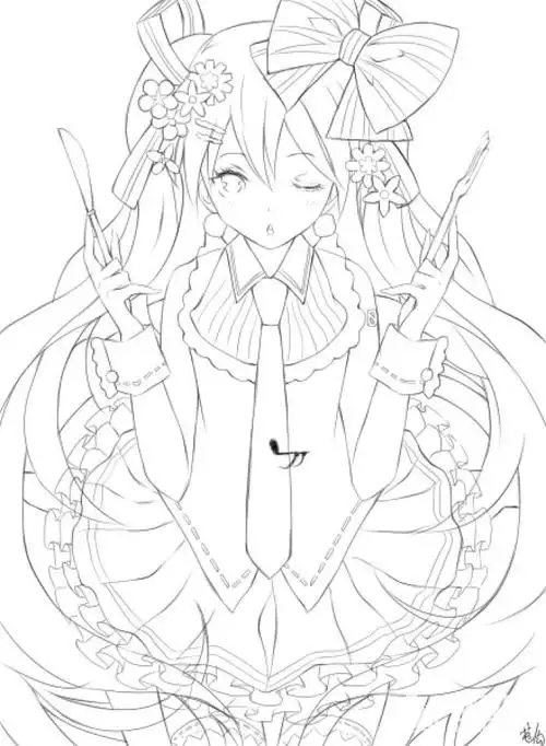 黑白素描动漫图片