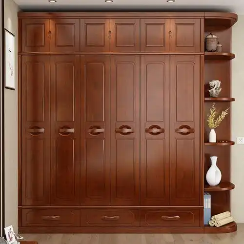 采百木caibaimu实木衣柜现代中式456门衣橱家用卧室收纳储物柜靠墙