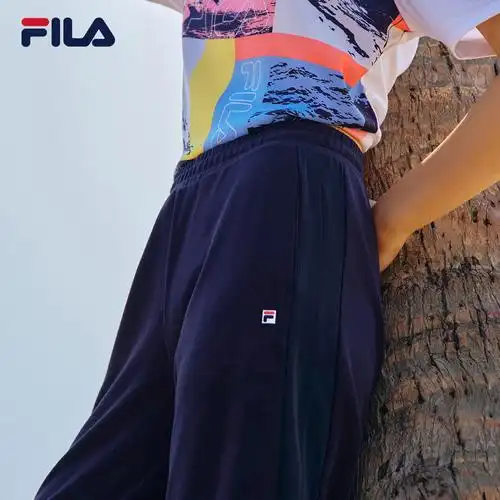 fila斐乐女运运动2021春夏季潮流时尚针织长裤直筒运动长裤