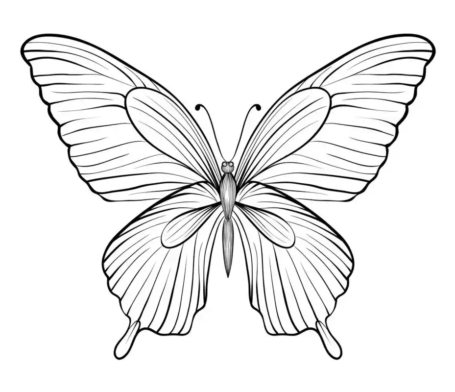 图形黑白相间的蝴蝶.手绘轮廓线和中风.一个孤立的白色衬底上