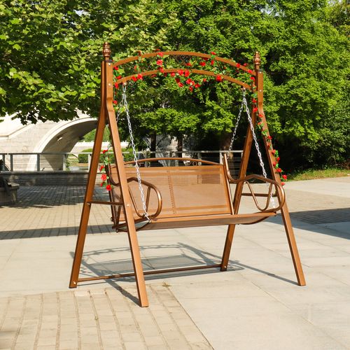 户外庭院室内阳台秋千摇椅铁艺亲子休闲吊椅白色双人大号住宅家具