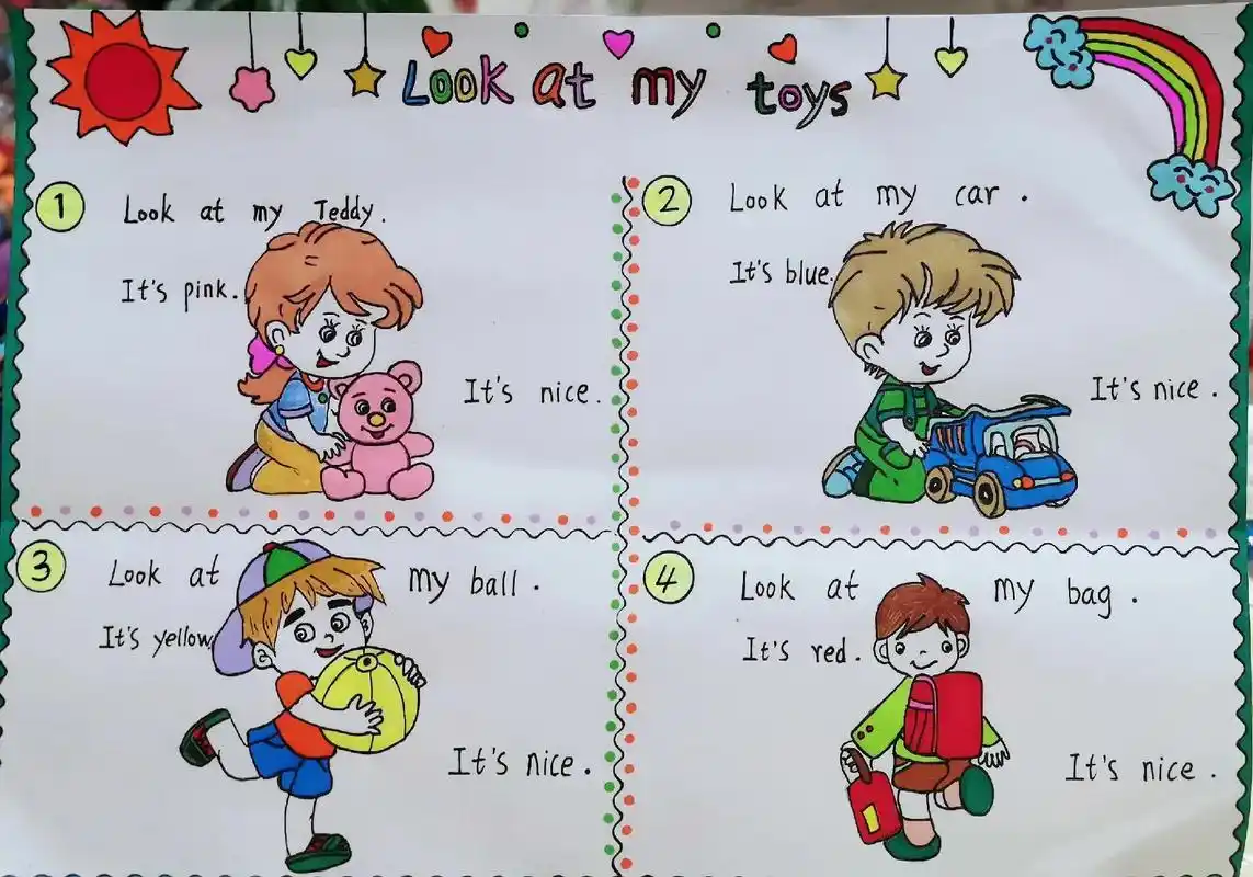 《手抄报》简单的英语小报,用look at my.和it - 抖音