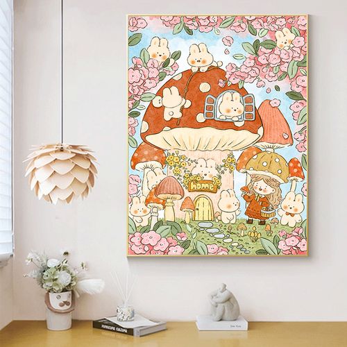 兔年十字绣2022新款钻石画卡通兔子女孩满绣客厅卧室儿童房自己绣