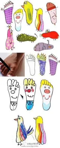 亲子时间# #把孩子的小脚轮廓画下来,然后尽情的想象和装饰小脚丫吧